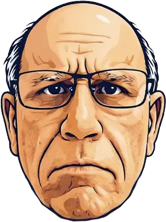 Close up of Grandpa Grumpy's head.