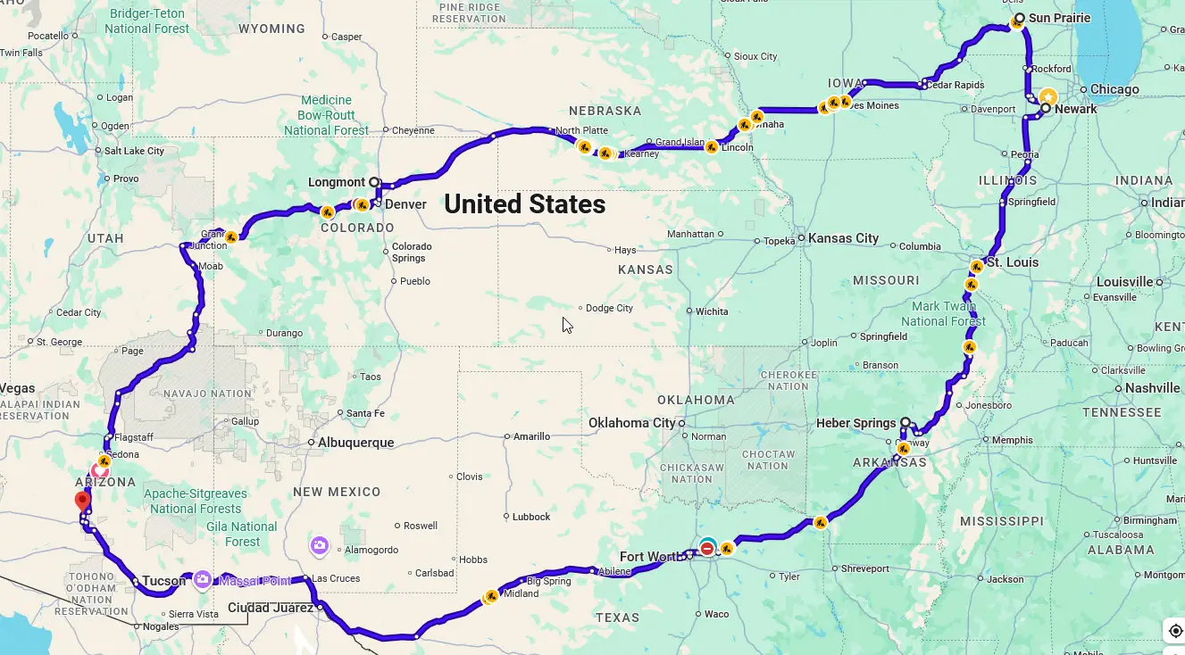 Grandpa Grumpy is taking a road trip from sunny, sweltering Arizona to his home state of Wisconsin.